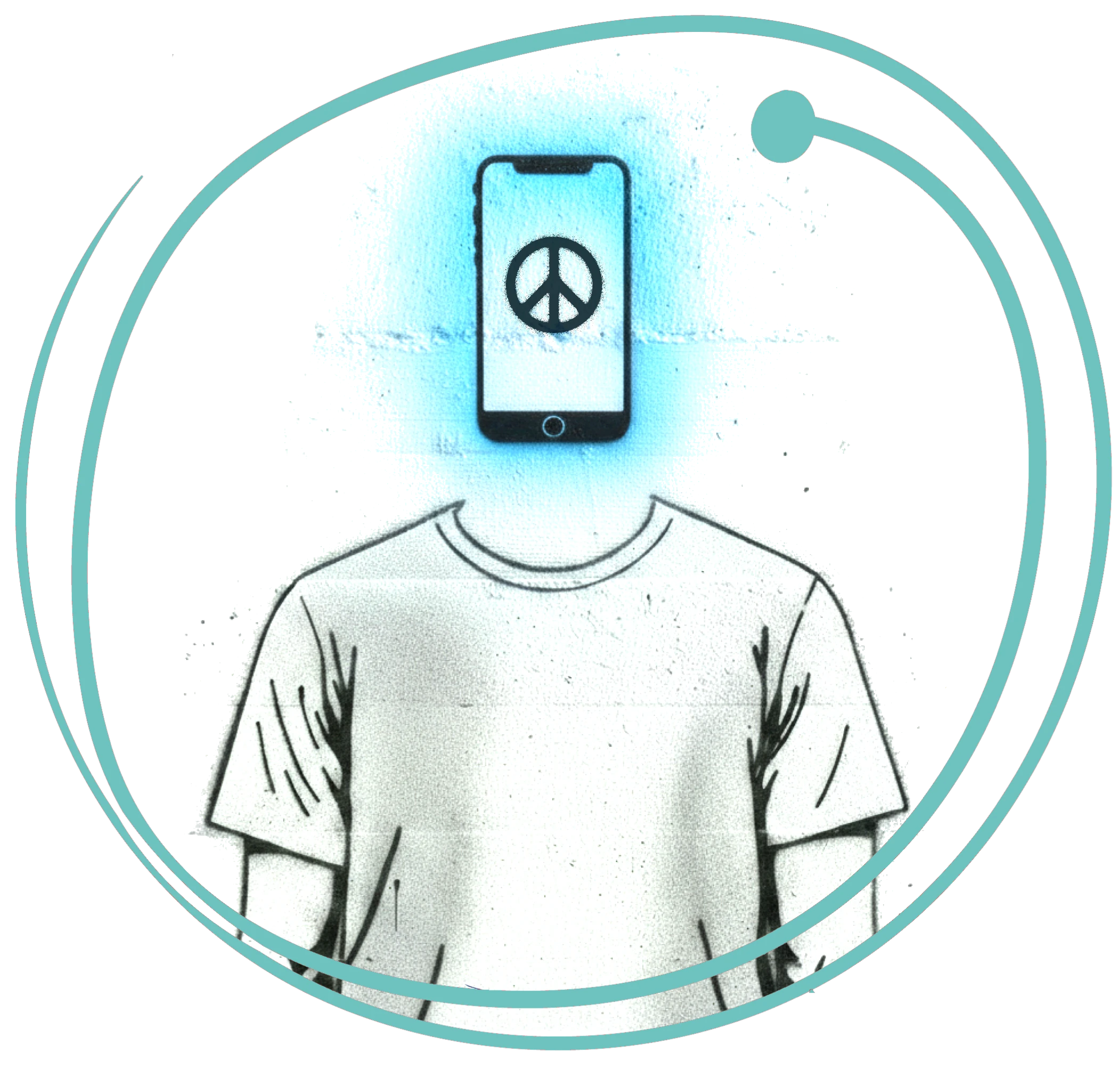 imatge simbòlica d'un noi amb màniga curta i la cara amb un telèfon