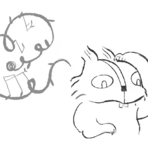 Miniatura Esquirol pensant blanc i negre