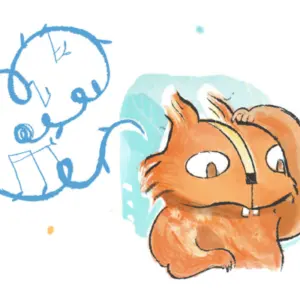 Miniatura Esquirol pensant color