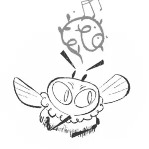 Miniatura abella pensant blanc i negre