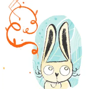 Miniatura conill pensant color