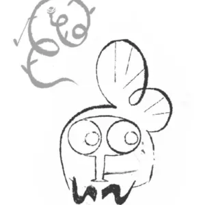 Miniatura mosca blanc i negre