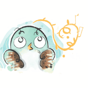 Miniatura ocell pensant color