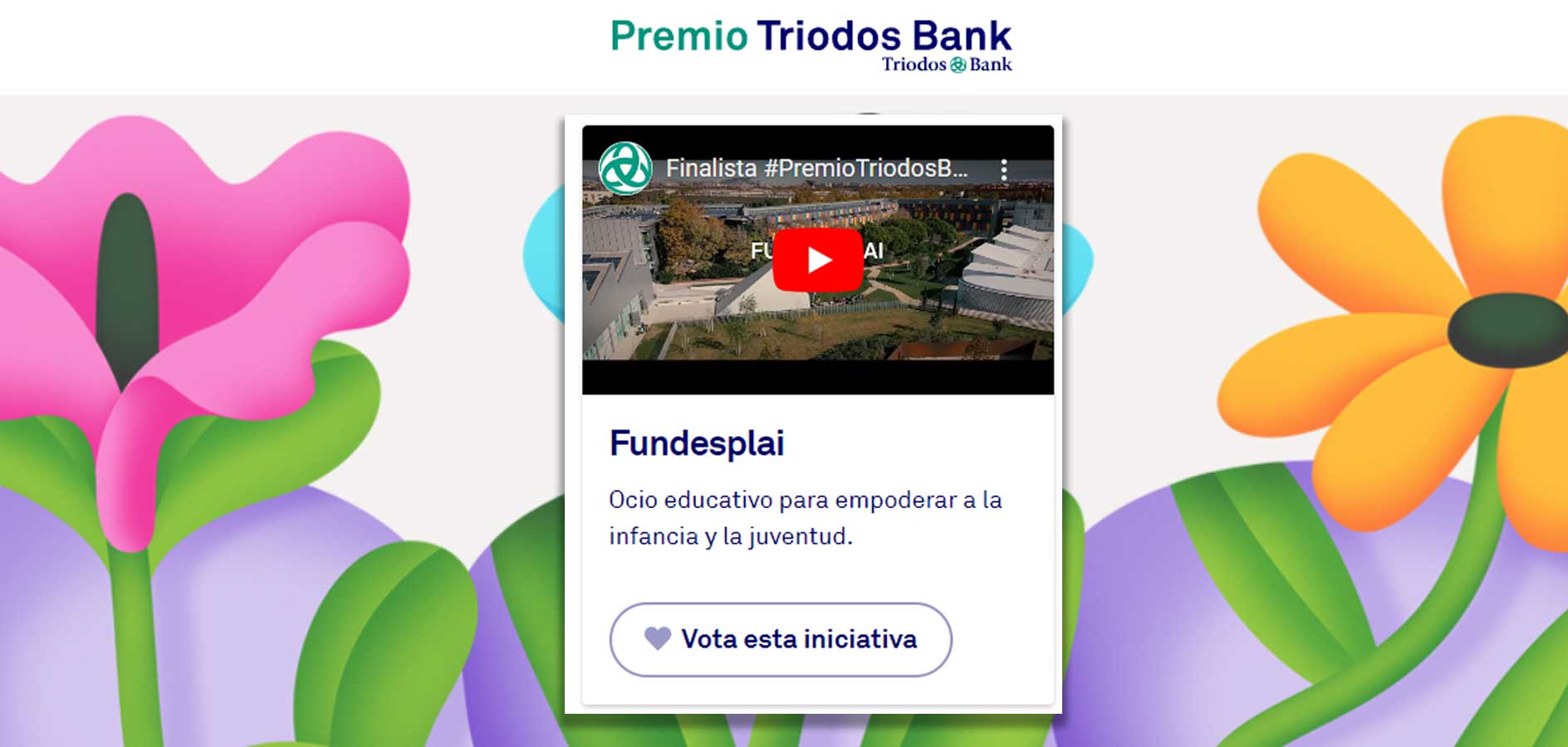Voteu per Fundesplai als Premis Triodos Bank 2023
