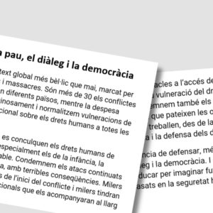 Defender la paz, el diálogo y la democracia